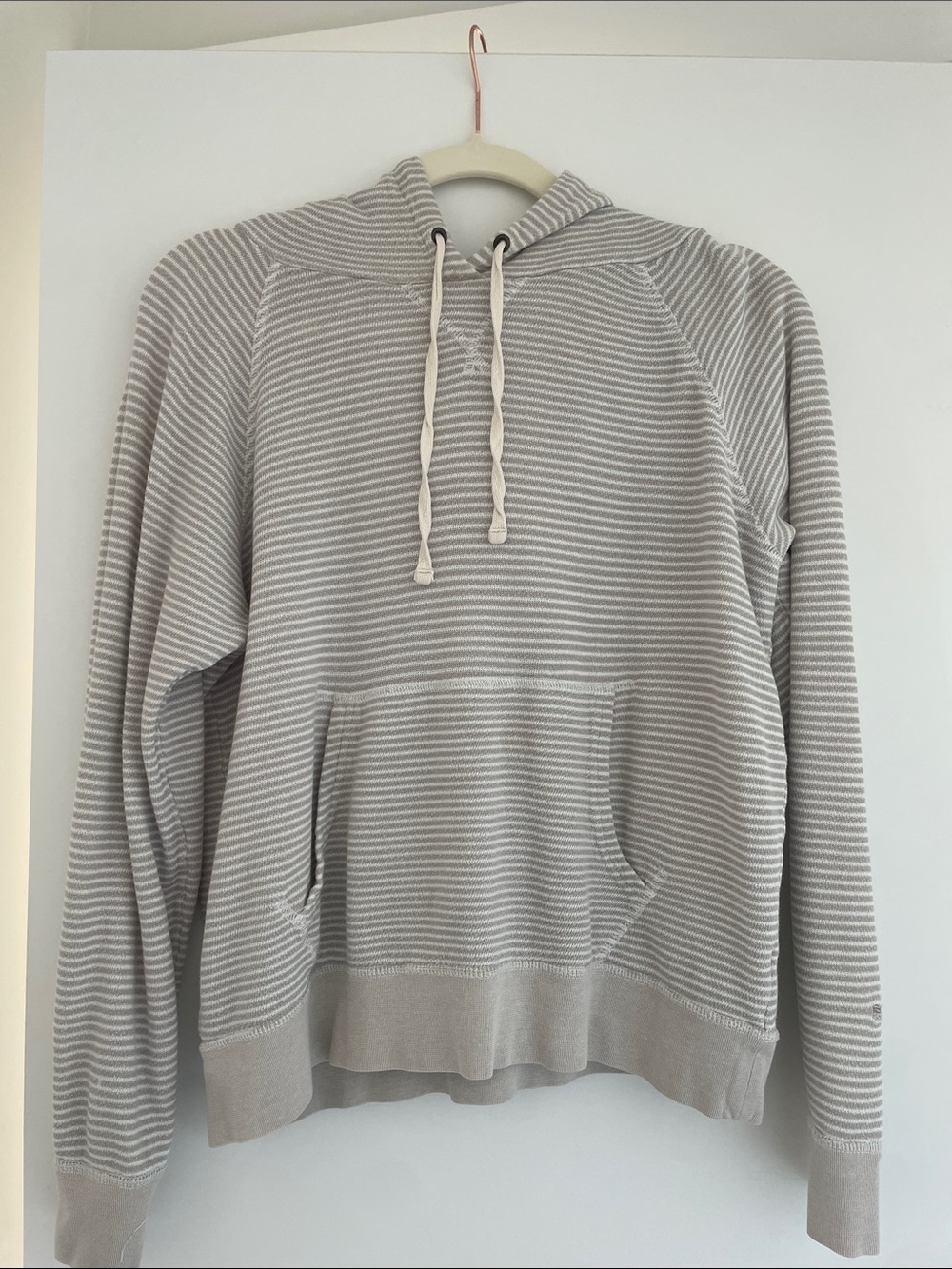 J. Crew Light Gray & White Striped Hooded Sweatshirt